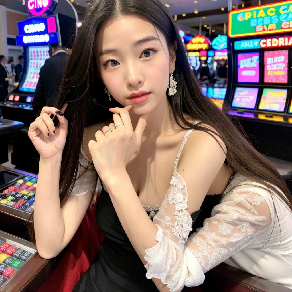 casino girl, dress, beautiful, elegant, perfect face