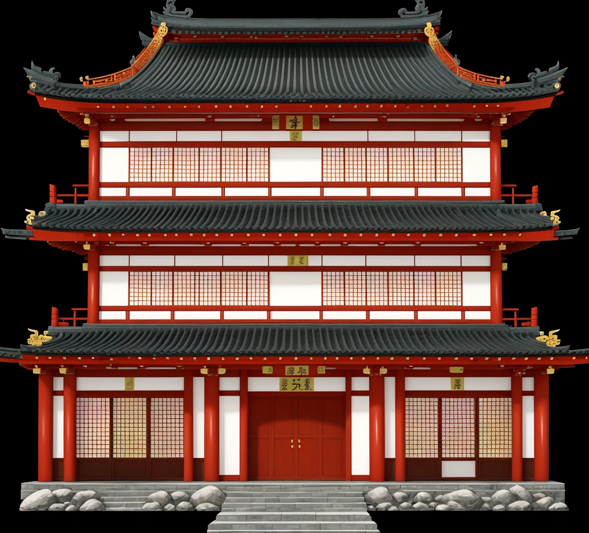 a cartoon illustration of a chinese building with a door and windows, an extremely detailed building, zen temple background, japanese temple, european japanese buildings, japanese house, ancient japanese architecture, digital painting of a pagoda, chinese building, temple background, japanese architecture, japanese temples, background depicting a temple, a temple, inspired by Tōshi Yoshida, temple