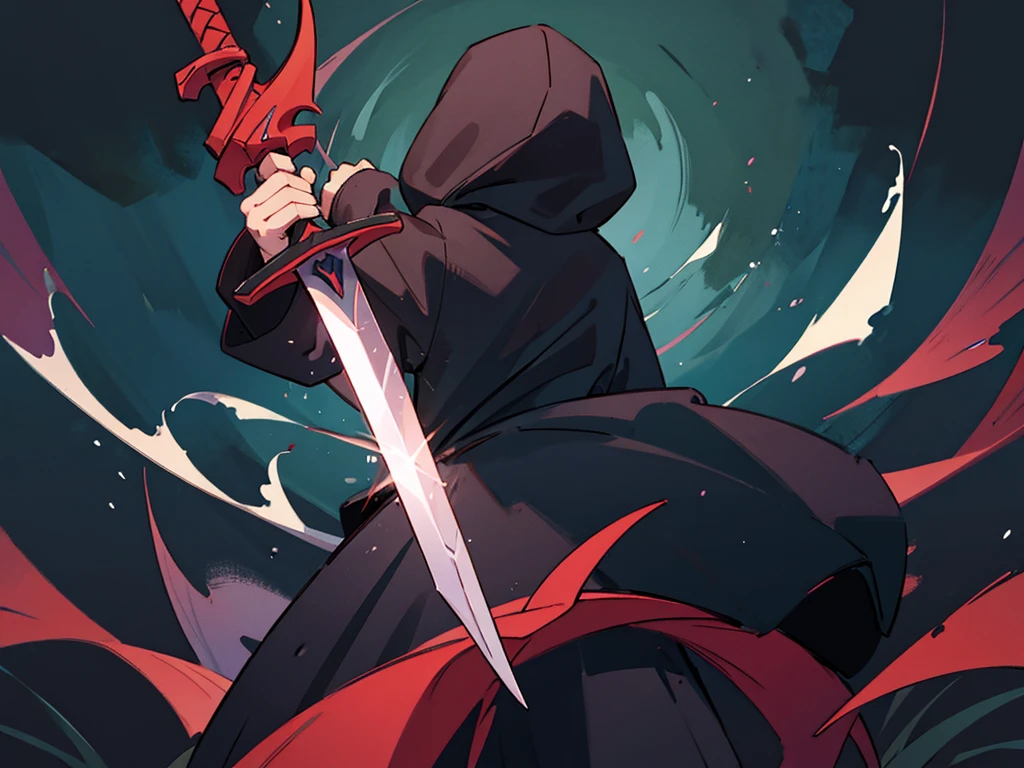 a boy, white short hair, reflective red glowing eyes, unleashing blood, holding a dagger, q shaped dagger, bloodied clothes, battle grin, modern clothing, hoodie, wounded, 