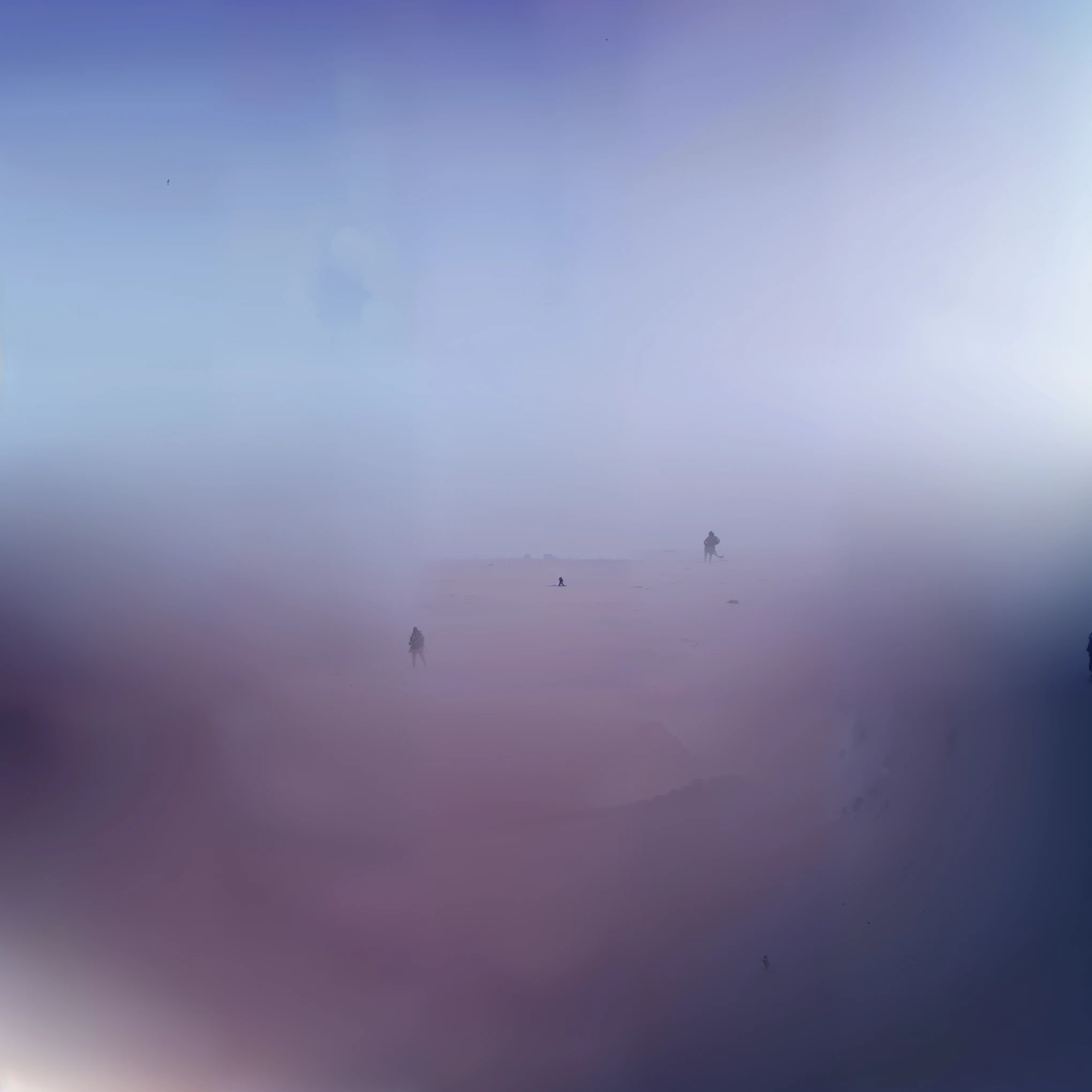 fantasy combat medic middle-aged man against the background of ruins in a field long black hair
