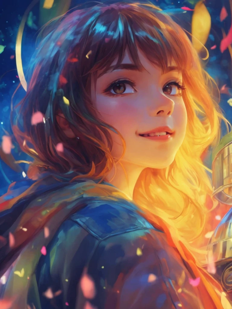 Looking at the camera、Vivid Color, Narrow eyes, masutepiece, Sharp Focus, of the highest quality, depth of fields, Cinematic lighting, White background, Short hair, Laughing, Yellow eyes, Brown hair,brown