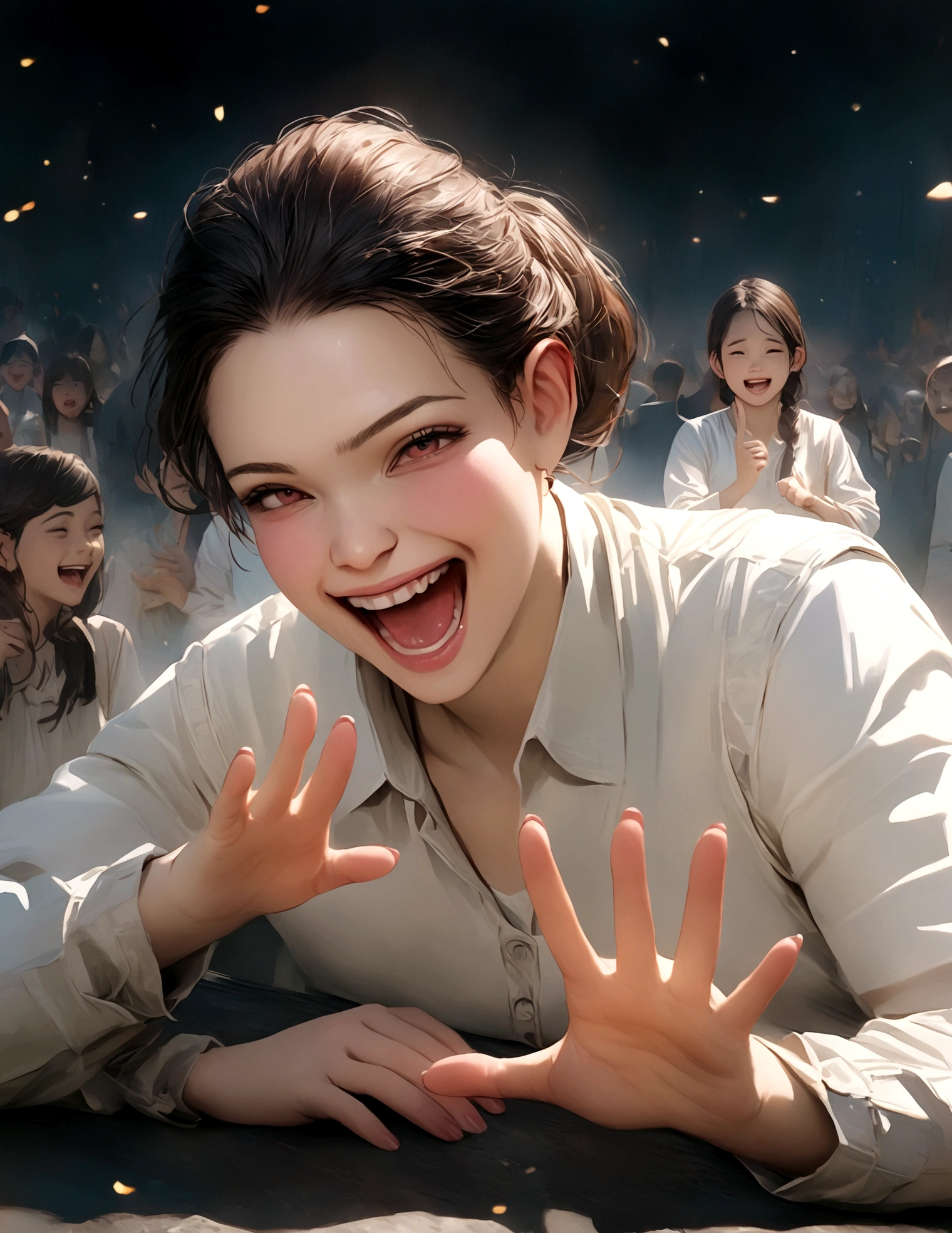 If someone is bullying you, laugh at them. This will embarrass them and make them retreat,hyperrealistic,cinematic,8k