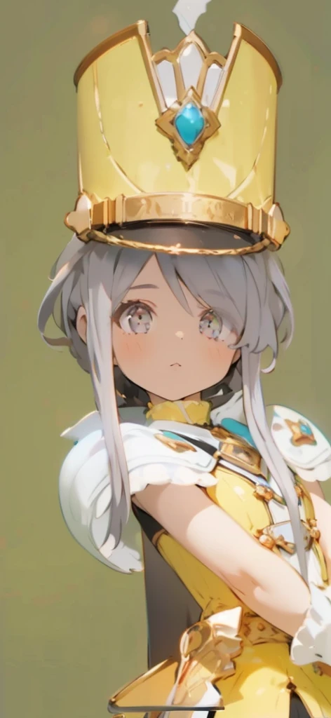 8K, (Tabletop), (High resolution), (dramatic), (Natural light), (small), 1 Girl, young, Baby Face, Flat Chest, , Gray Hair, Long Hair, (Straight Hair Skin)), Beautiful Hair, White clothes, dress, Long bangs, ((Cape)), White Skirt, (uniform)