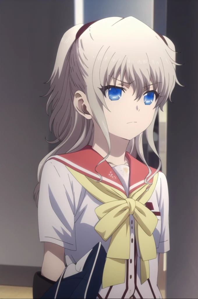 1girl, solo, best quality, masterpiece,   nao tomori, , serafuku, sailor collar, hair between eyes, anime style, anime color, 2D