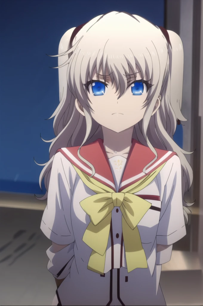 1girl, solo, best quality, masterpiece,   nao tomori, , serafuku, sailor collar, hair between eyes, anime style, anime color, 2D