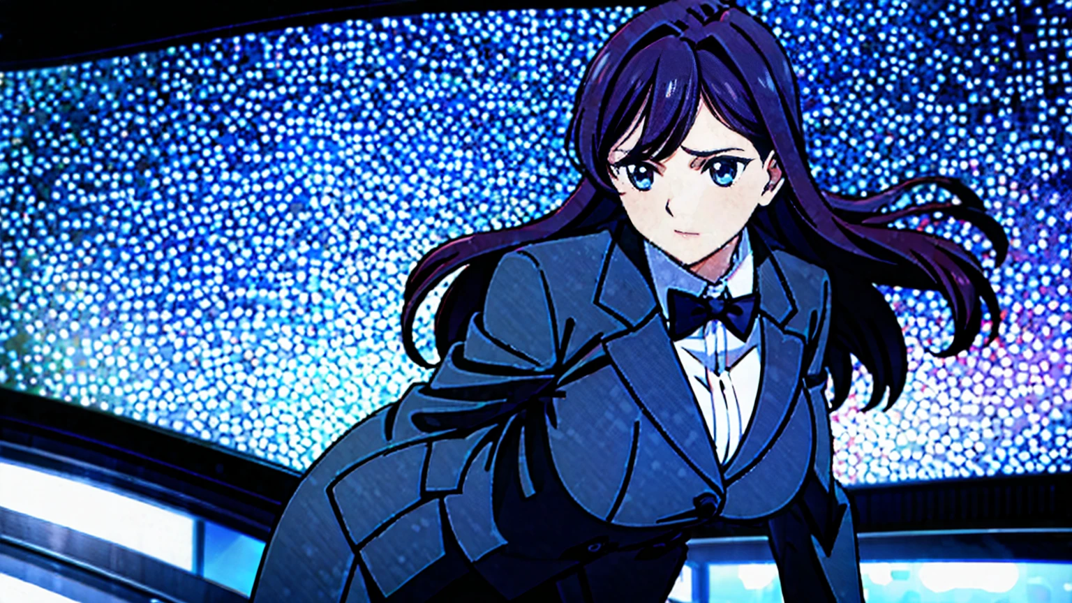 busty woman in suit 4k
