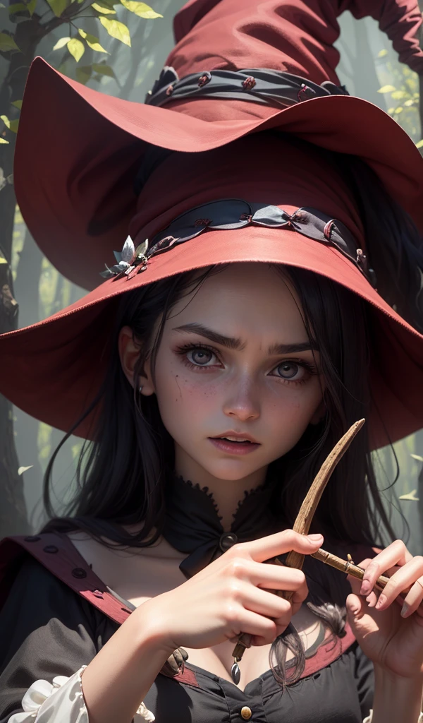 (anime, digital paint, young girl tricking the now hideous witch with a bone, close-up on her outstretched hand and the witch’s skeptical face, tense atmosphere, detailed expressions and hands, sense of cunning and desperation)