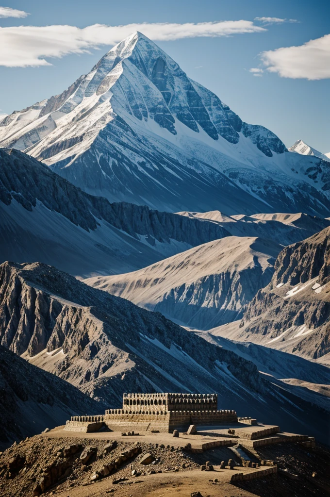 a mountain with wolves and tombs of terror