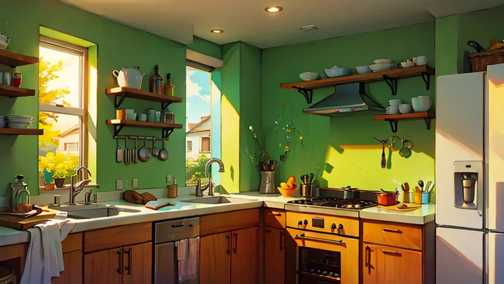 kitchen, bright sunny