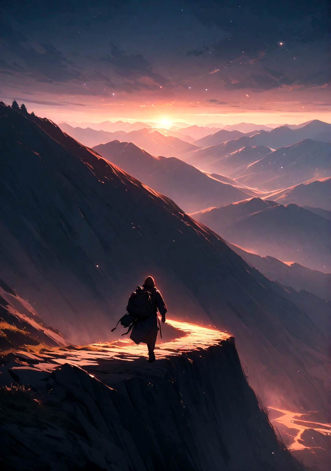 A person walking on a steep mountain path, symbolizing the overcoming of challenges.