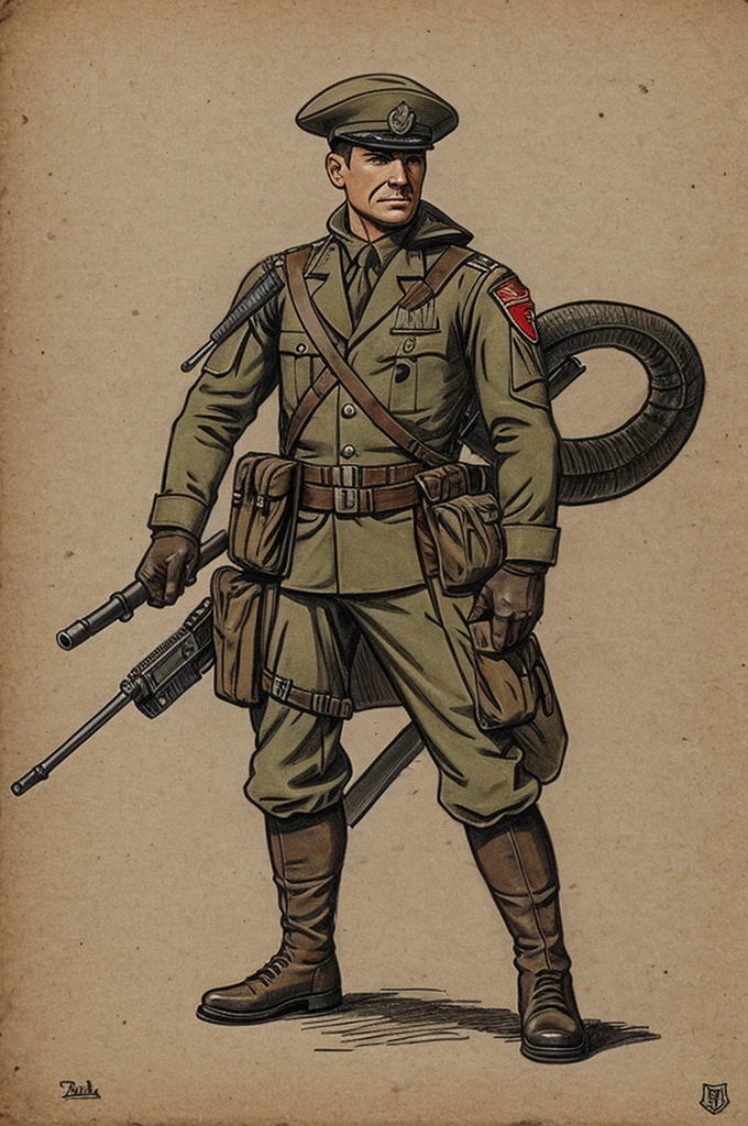 Draw a worm-shaped soldier