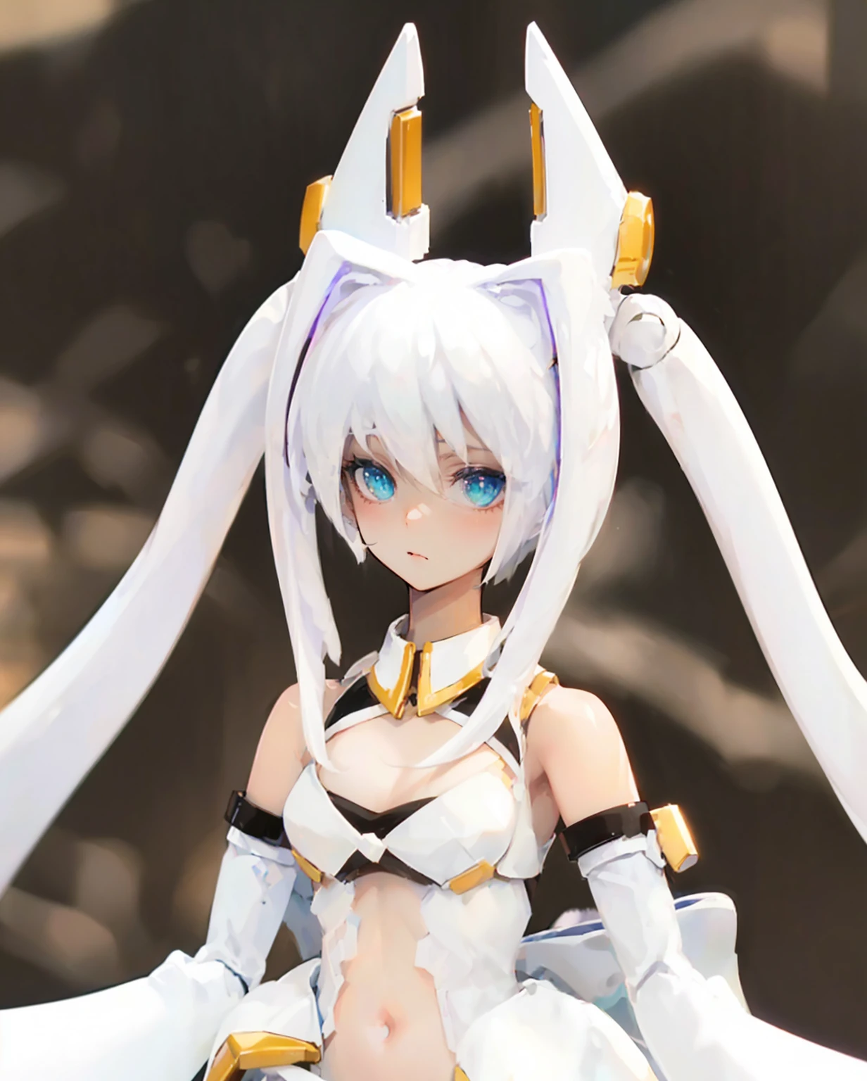 (((Masterpiece))), (((Beautiful Light))), Anime Girl, 1girl, Young, Short Height, Flat Chest, Solo, Wings, Long Hair, Dress, Blue Eyes, White Dress, Priestess Dress, Cape, White Hair, White Pantyhose, Feather Wings, Watching People, Very Long Hair, White Wings, Bangs, Gradient Hair