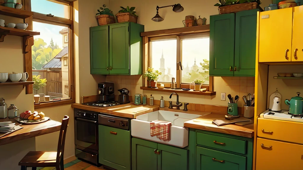 kitchen, bright sunny