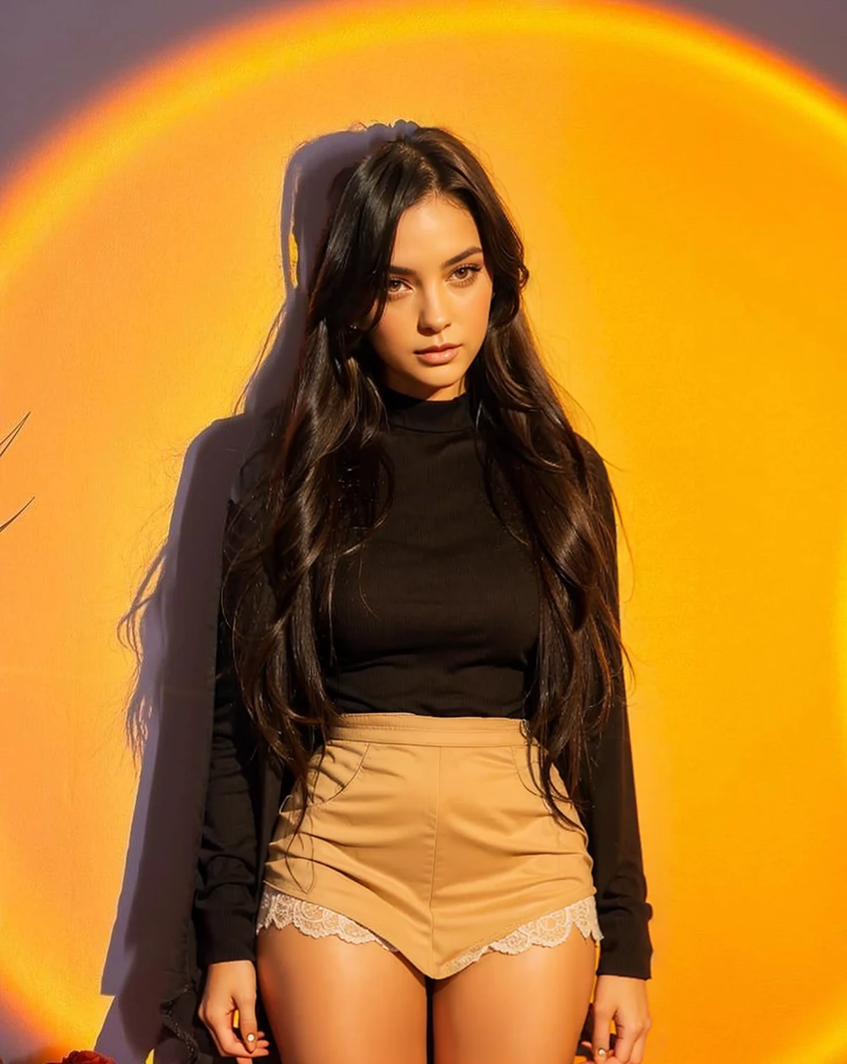 Dark hair girl, style vogue