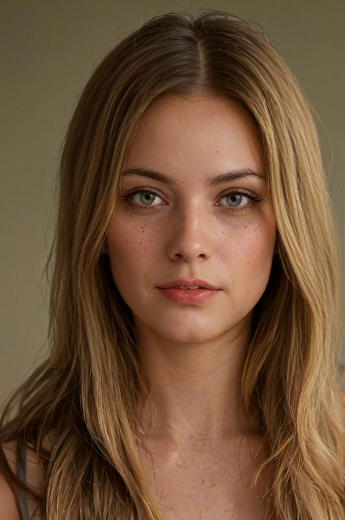 1fille,seulement,1fille,seulement,((beaux yeux détaillés)), (lumière détaillée), cheveux long, cheveux blond foncé, belle, mignonne, excitante, pommettes rouges, lèvres pulpeuses, de face, gros plan, visage découvert, jeune, 19 ans, yeux bleues, grain de beauté en dessous de l'œil gauche, maquillée légèrement, visage fin, haute définition, cheveux ondulée, cheveux dégager, eurasienne 