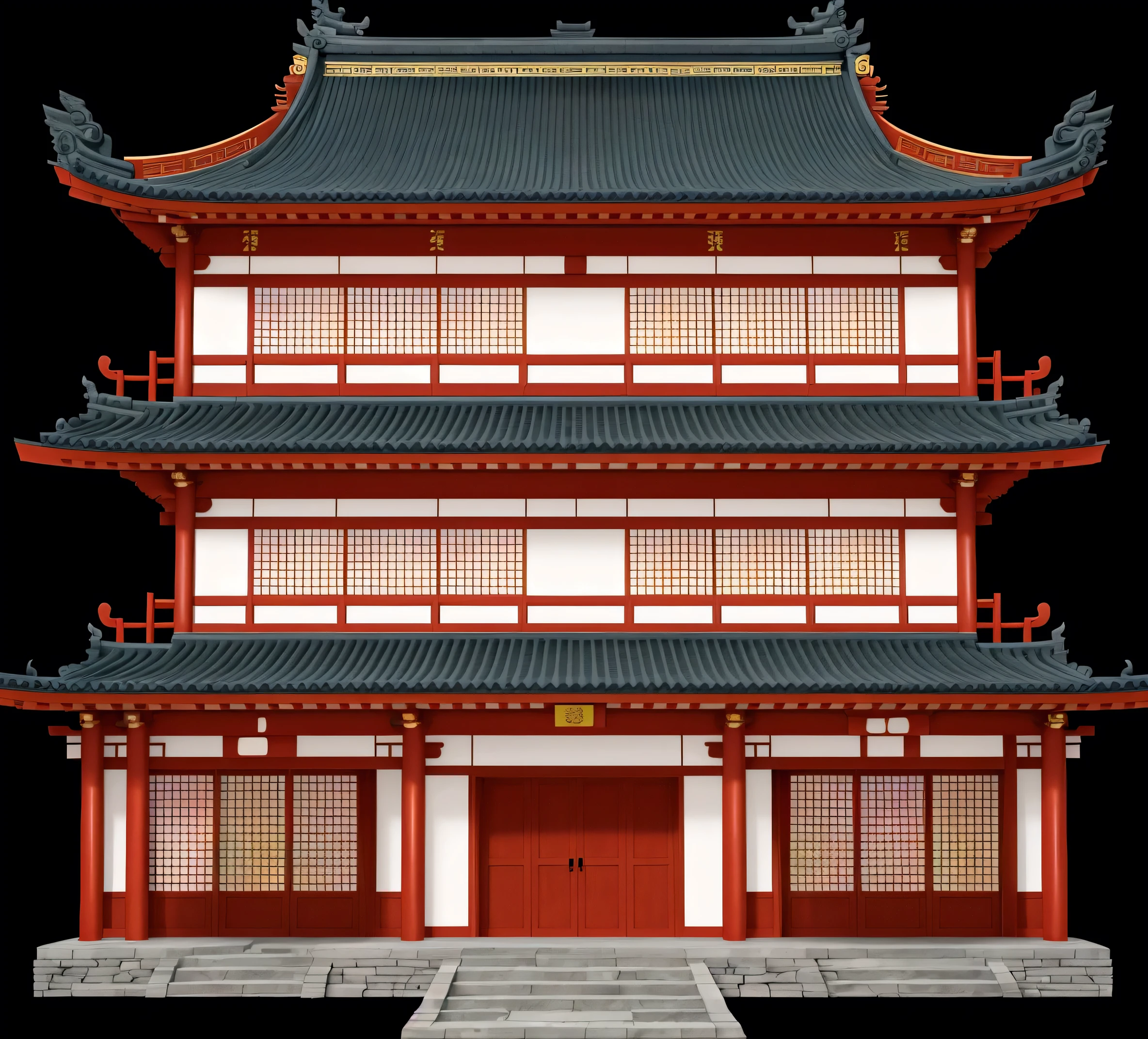 a cartoon illustration of a chinese building with a door and windows, an extremely detailed building, zen temple background, japanese temple, european japanese buildings, japanese house, ancient japanese architecture, digital painting of a pagoda, chinese building, temple background, japanese architecture, japanese temples, background depicting a temple, a temple, inspired by Tōshi Yoshida, temple