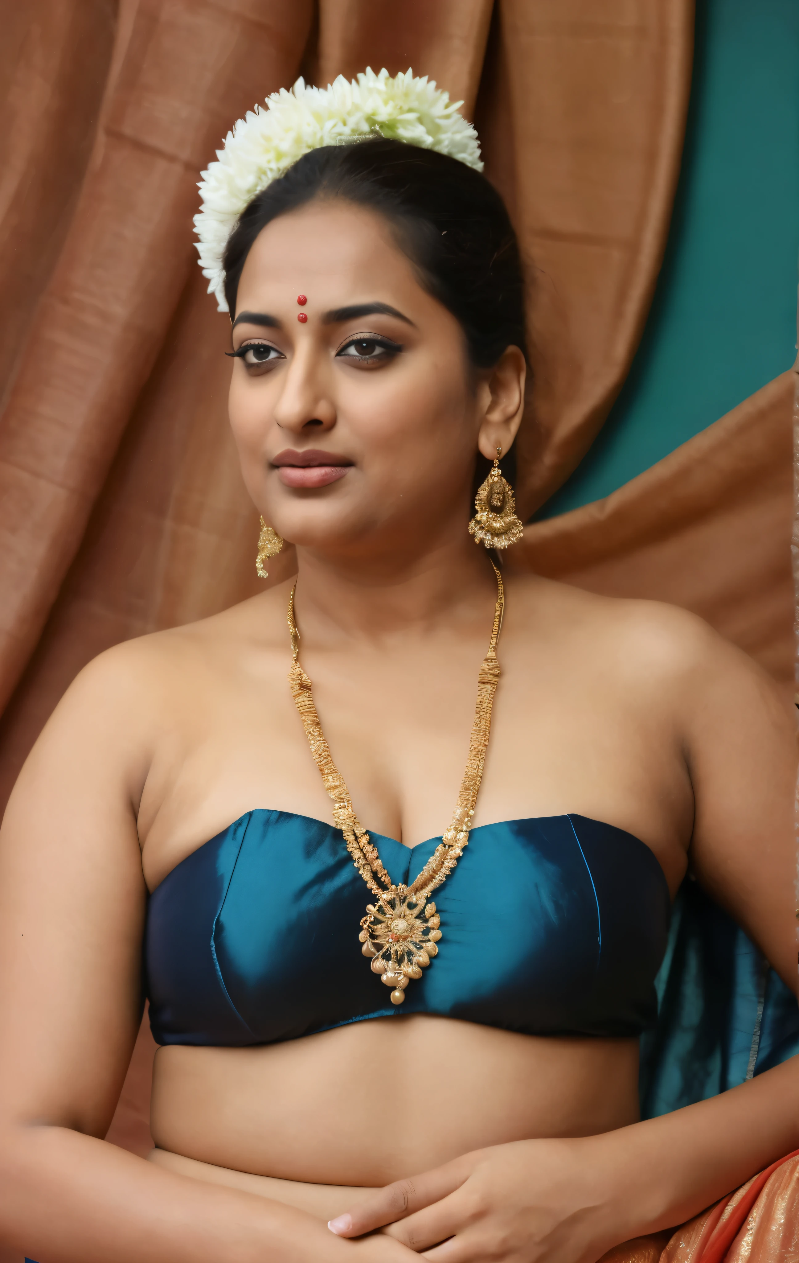Foto RAW, photorealistic, photography, full body shot, 50 years old Woman, master shot, perfect eyes, goddess like beauty, pierced eyes, perfect thick chubby mallu Desi aunty bhabhi, Wearing a Stanapatta, a chest-band.Saree model, model Photography, Indian saree shoot, Indian traditional wear advertising photography, traditional wear brand shoot, face of Indian actress Sonakshi Sinha, masterpiece, realistic, realism, incredible details,  pleasure, photorealism, detailed skin, skin pores, high contrast, photorealistic Artstation 8k HD digital art trend of high definition and detailed realistic skin texture, ultra detail, realistic skin texture, armature, best quality, ultra high definition, (photorealistic:1.4),, high resolution, detail, raw photo, sweat, Re sharp, by Lee Jefferies Nikon D850 Film Stock Photo 4 Kodak Portra 400 Camera F1.6 Lens Rich Color Ultra Real Realistic Realistic Textures Dramatic Lighting Unreal Engine Trending at Art Station Cinestill 800,(pele altamente detalhada: 1.2), 8k UHD, DSLR, soft-lighting, alta qualidade, grain of film, Fujifilm XT3,she didn't like to wear blouse or bra, she is happy to wear only saree, she hates blouse or bra, detailed hairy armpits, hyper realistic skin, skin pores, sweat, veins, 