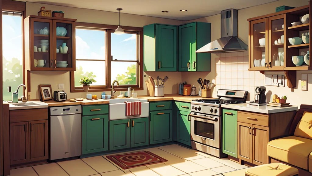 kitchen, bright sunny