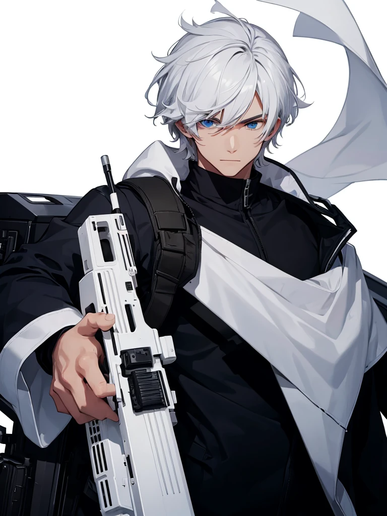 Man Holding a Large White Sniper with Both Hands Large White Sniper