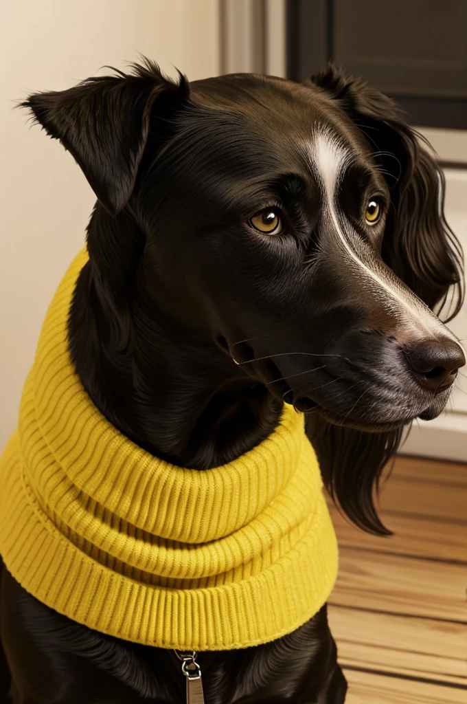 Pixar style woman wavy brown hair white dog dark skin man black hair long eyelashes black dog face yellow and black color