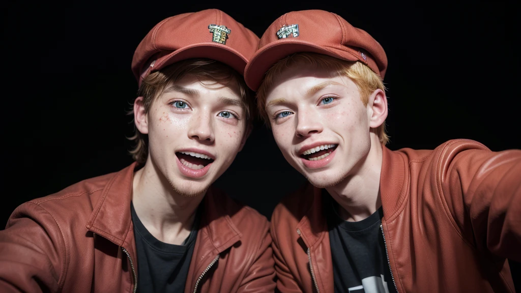 Make a thumbnail for YouTube for Christian church. handsome man, freckles on the face, russet hair, homem redheadwear, redheadwear, Caucasian skin, albino, hoolywood, 19yearsold, black t-shirt and red jacket. It is on the right side of the image, steady look, ssmile, showing teeth, very cheerful, super alegre, buzzing with joy. looking forward and standing still. Man is surprised, glad. Leave the left side of the image empty. Photo ISO 700, 18-55mm f/3.5G VR, nikon d5000 21 megapixel image. ((Chroma key background)). ((Imagem para Thumbnail)).
