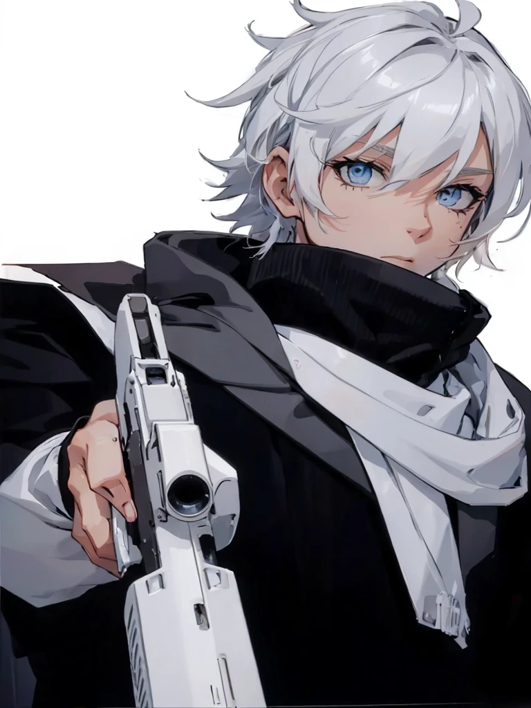 Man Holding a Large White Sniper with Both Hands Large White Sniper