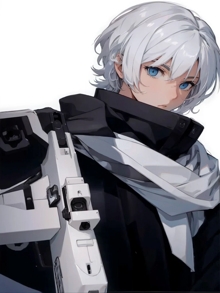 Man Holding a Large White Sniper with Both Hands Large White Sniper