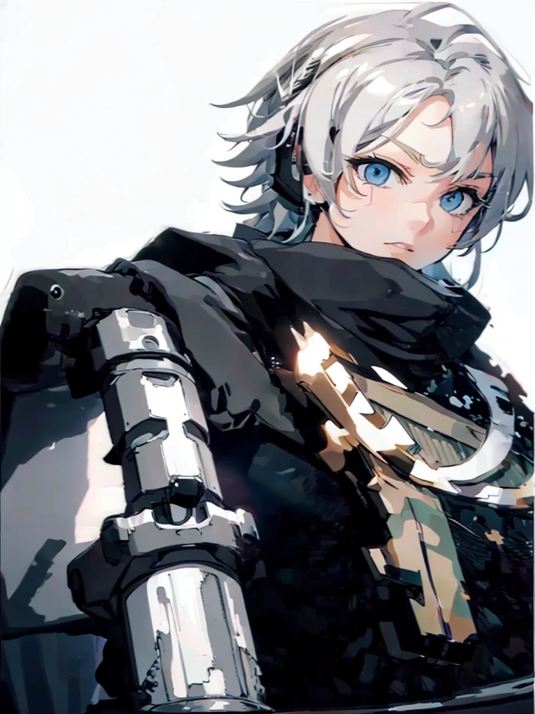Man Holding a Large White Sniper with Both Hands Large White Sniper