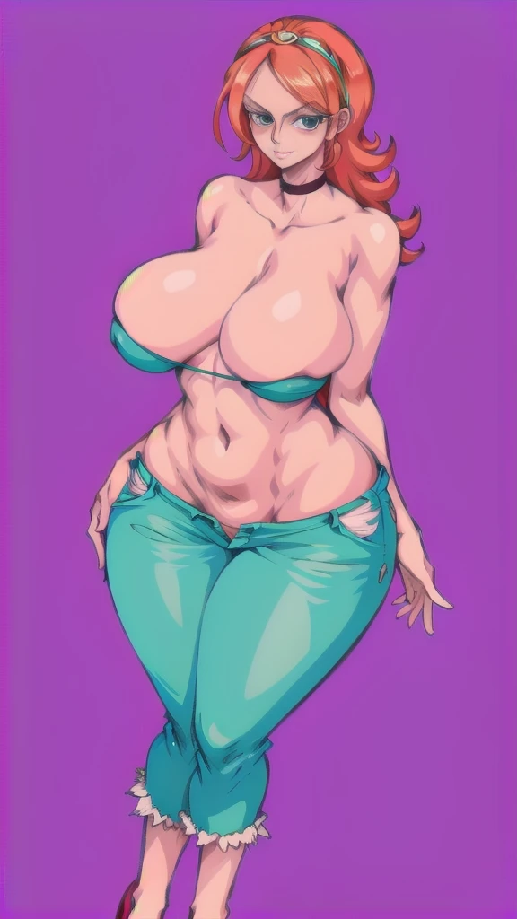 (full body), full body in image, full nami from one piece, nami clothes,fusion of nami and nico robin from one piece, short jeans, full woman, full body, simple hair, female body, curvy body, thicc body, big thighs, voluptuous body, full thick body, dinamic pose, curve body. detalied pose, body, simple background, expressive face, focus on face, line art, sketch