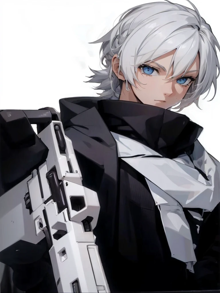 Man Holding a Large White Sniper with Both Hands Large White Sniper