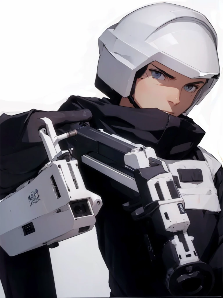 Man Holding a Large White Sniper with Both Hands Large White Sniper 