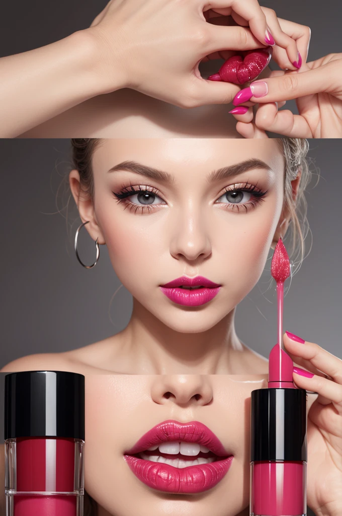 create a 3d image of a liquid lipstick. I want it in a lip gloss container. make liquid lipstick