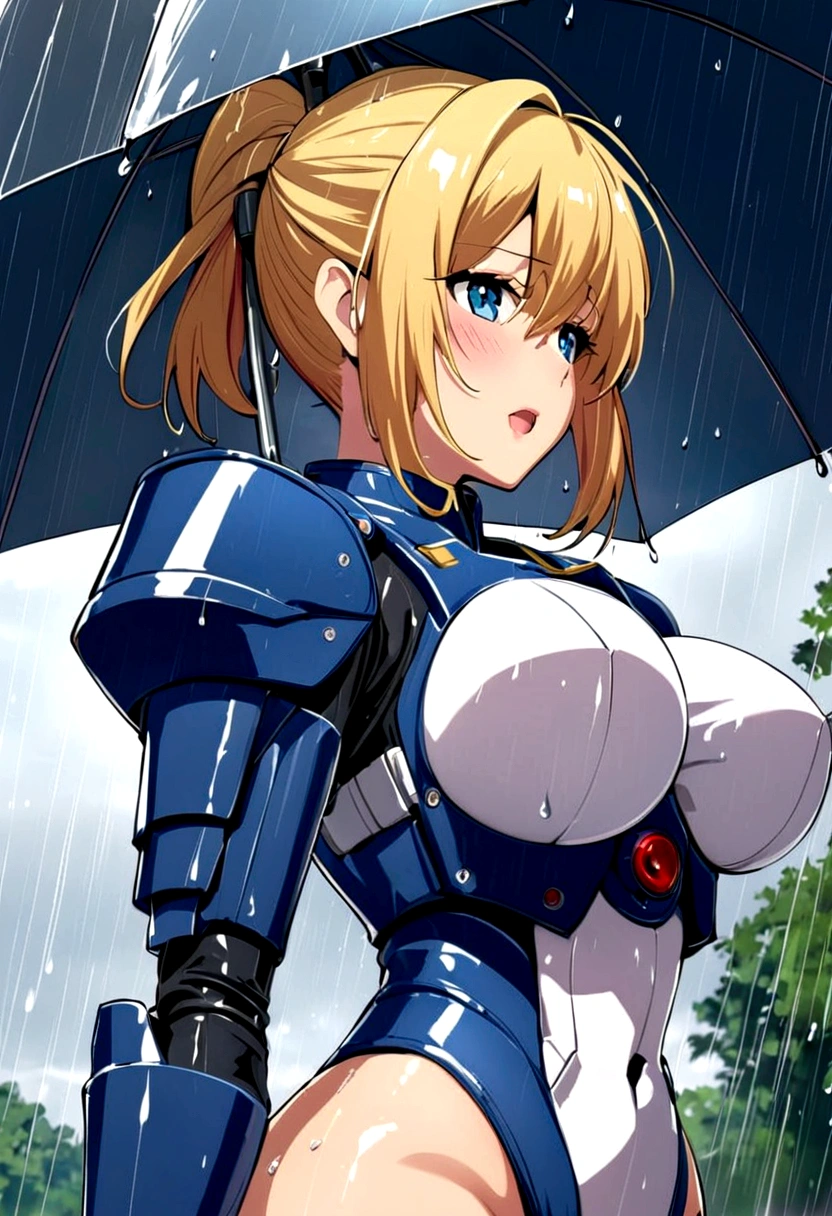 Saber big breasts battle suit cum fight rain