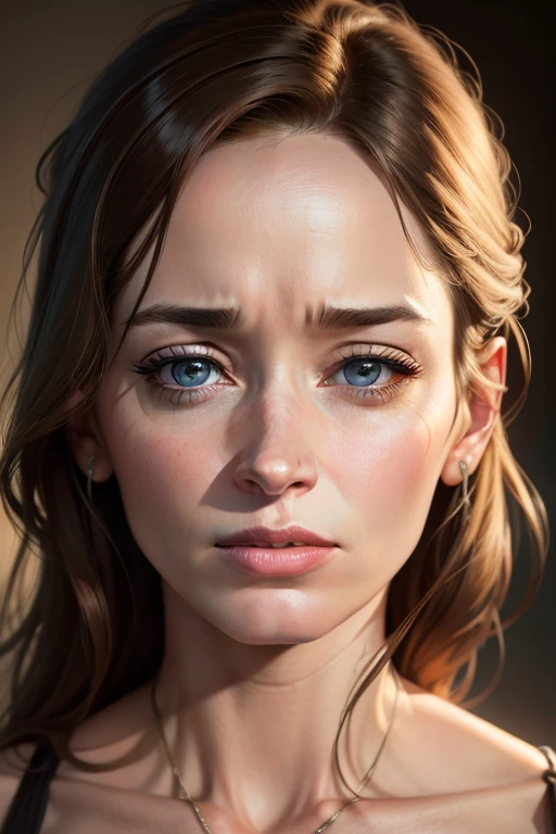 Ultra HD close-up realistic portrait, Emily Blunt, Facial expressions show sensuality.