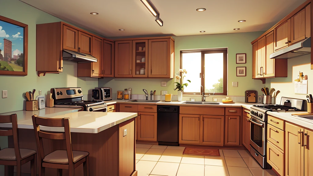 kitchen, bright sunny