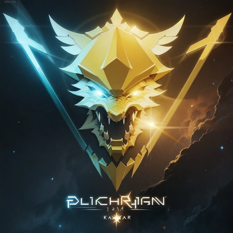 a logo using a light rifle, very simple for a light faction in an RPG world, light emblem, just yellow color, mighty, concentrated, dreamy, purify, Symmetrical, chic, high qualiy, com fundo branco, minimalistic