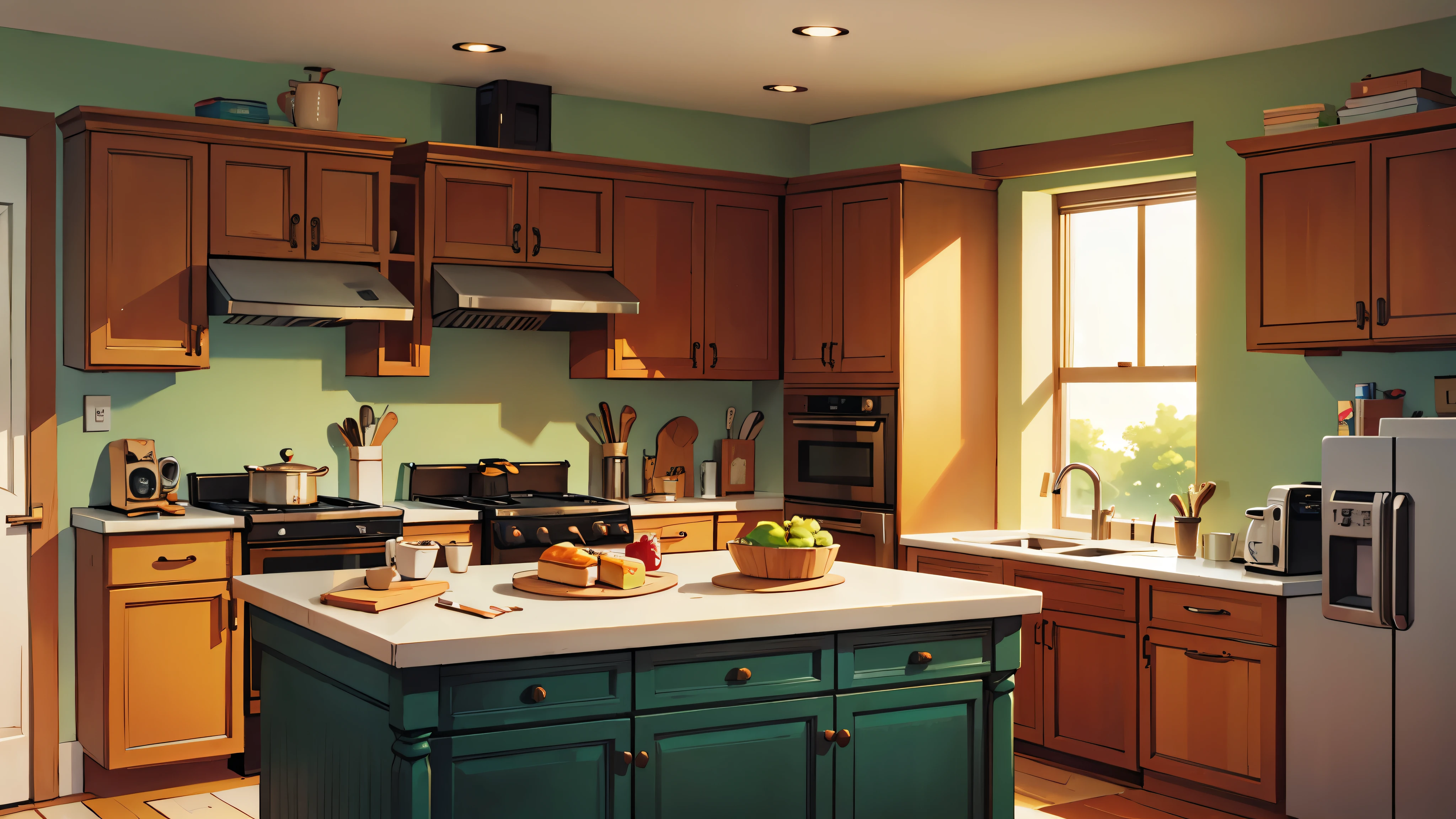 kitchen, bright sunny