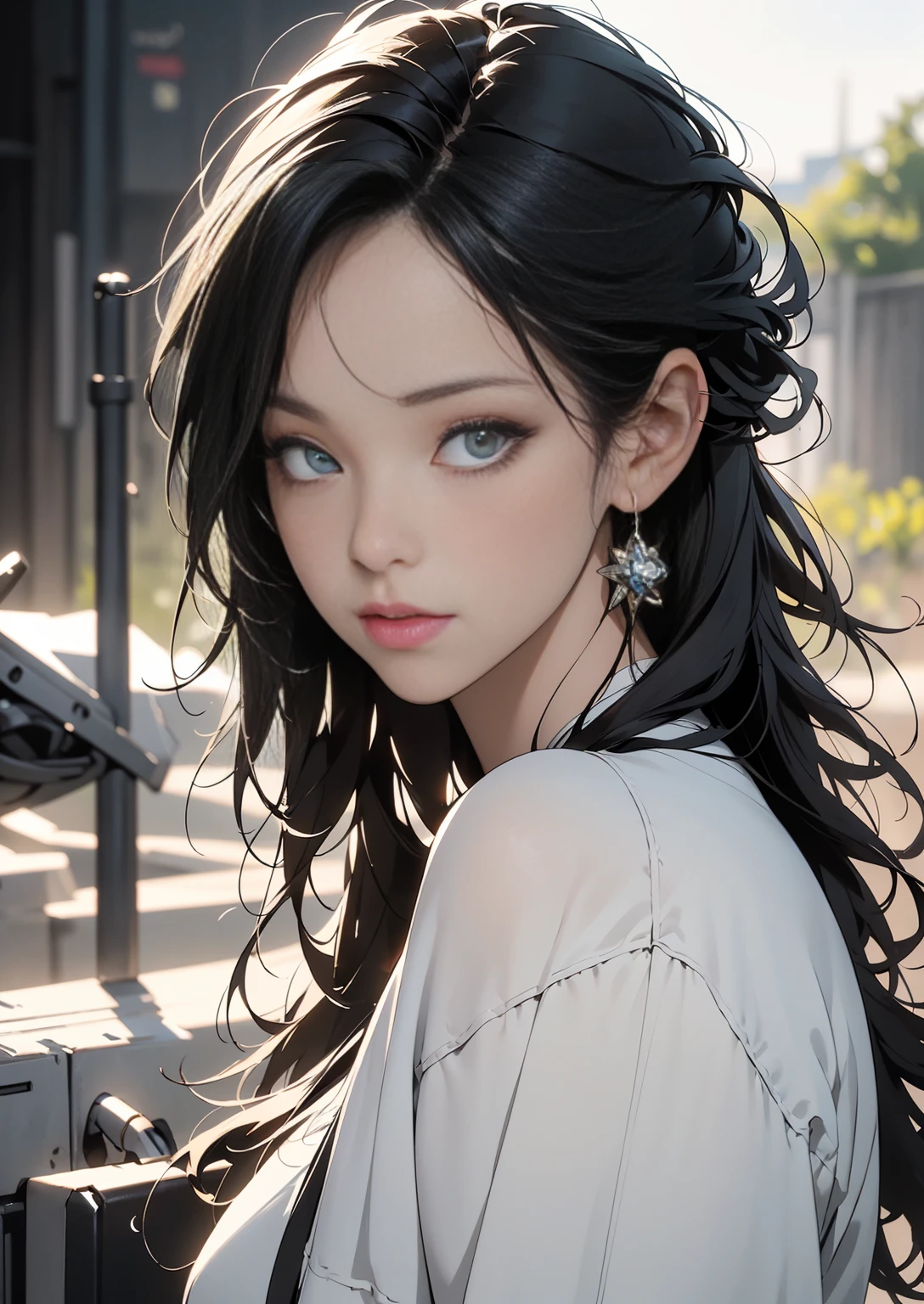 (Best Quality,4k,8k,high resolution, Masterpiece:1.2),ultra detailed, sharp focus,(realist,photorealist,photo-realist:1.37),Very detailed face, extremely detailed facial features, absurdities, high resolution, ultra detailed, (1 girl:1.3), REST homography, Analogic photograph, vibrant colors, soft focus, light leaks, dream atmosphere, experimental charm, nostalgic appeal BREAK color field painting, large stripes of color, abstract expressionism, bold shades, emotional impact, atmospheric depth, minimalist approach REST , space exploration, celestial bodies, astronomical phenomena, scientific discoveries, wonders from another world