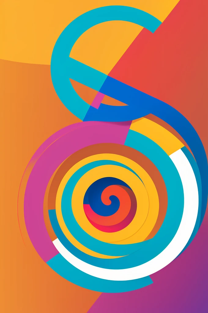The logo consists of geometric style shapes. A logo for an online learning platform called “Samuel” has a solid background and bright colors with a simple minimalistic design. The text says “curiosity” with a singular spiral line art in the style of vector graphics and no realistic photo details, using colorful styles.