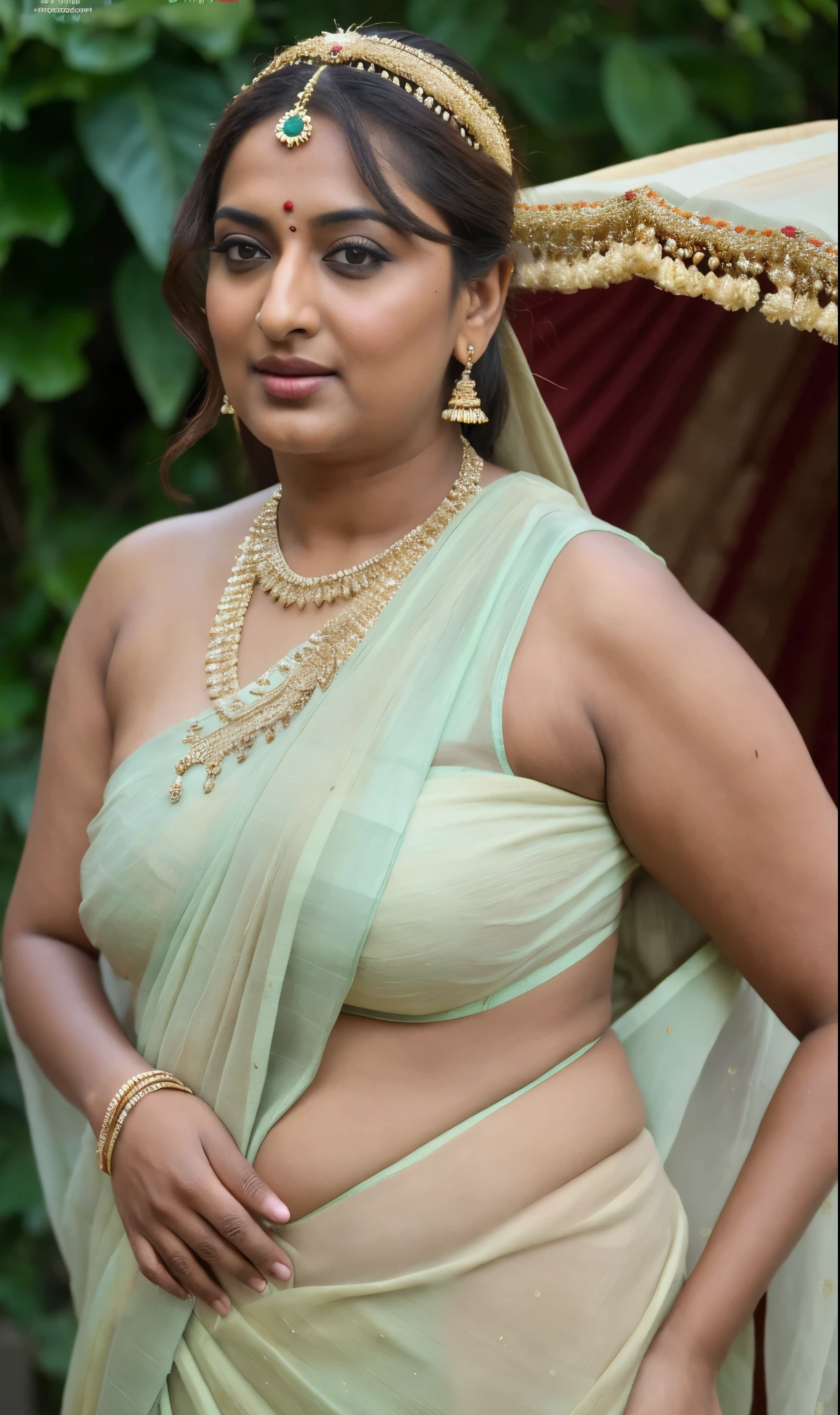 Foto RAW, photorealistic, photography, full body shot, 50 years old Woman, master shot, perfect eyes, goddess like beauty, pierced eyes, perfect thick chubby mallu Desi aunty bhabhi, Wearing a Stanapatta, a chest-band.Saree model, model Photography, Indian saree shoot, Indian traditional wear advertising photography, traditional wear brand shoot, face of Indian actress Sonakshi Sinha, masterpiece, realistic, realism, incredible details, pleasure, photorealism, detailed skin, skin pores, high contrast, photorealistic Artstation 8k HD digital art trend of high definition and detailed realistic skin texture, ultra detail, realistic skin texture, armature, best quality, ultra high definition, (photorealistic:1.4),, high resolution, detail, raw photo, sweat, Re sharp, by Lee Jefferies Nikon D850 Film Stock Photo 4 Kodak Portra 400 Camera F1.6 Lens Rich Color Ultra Real Realistic Realistic Textures Dramatic Lighting Unreal Engine Trending at Art Station Cinestill 800,(pele altamente detalhada: 1.2), 8k UHD, DSLR, soft-lighting, alta qualidade, grain of film, Fujifilm XT3,she didn't like to wear blouse or bra, she is happy to wear only saree, she hates blouse or bra, detailed hairy armpits, hyper realistic skin, skin pores, sweat, veins,