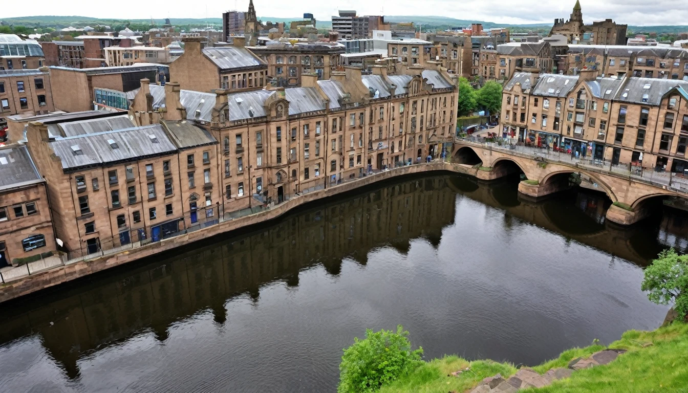 Visual Description of West Glasgow
City Overview:
West Glasgow is a vibrant and historic city that blends distinct architectural styles, reflecting its development over the centuries. The city is divided into two main parts: the Old Town and the New Town, connected by an artificial canal and a steel bridge built in 1900.
Old City:
Location: Located in the eastern part, a little higher in relation to the rest of the city.
Architecture: The Old Town is marked by a medieval style that combines Spanish and Scottish influences. The buildings are predominantly made of stone, with robust and ornate architectural details reminiscent of both medieval Spanish fortresses and historic Scottish towns.
Streets: The streets are narrow and winding, typical of old European cities, providing a feeling of traveling through time when walking through them.
Walls: Ancient walls, now in ruins, surround part of the Old Town, offering a glimpse of West Glasgow's defensive past. The ruins are points of historical and tourist interest, adding a rustic charm to the area.