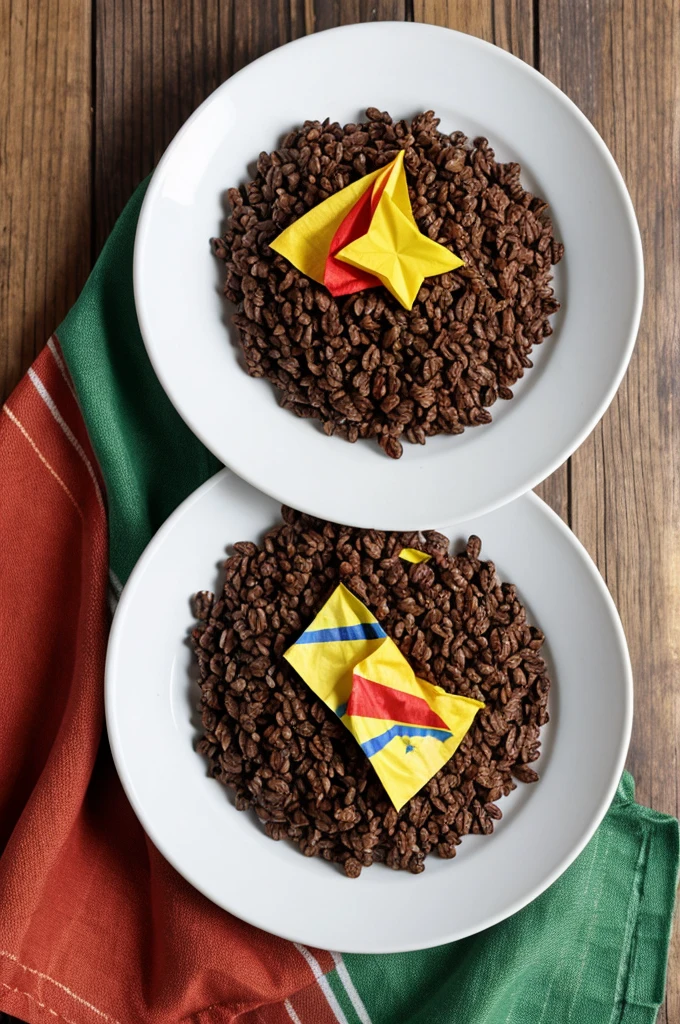 Gallo pinto with flag of Venezuela