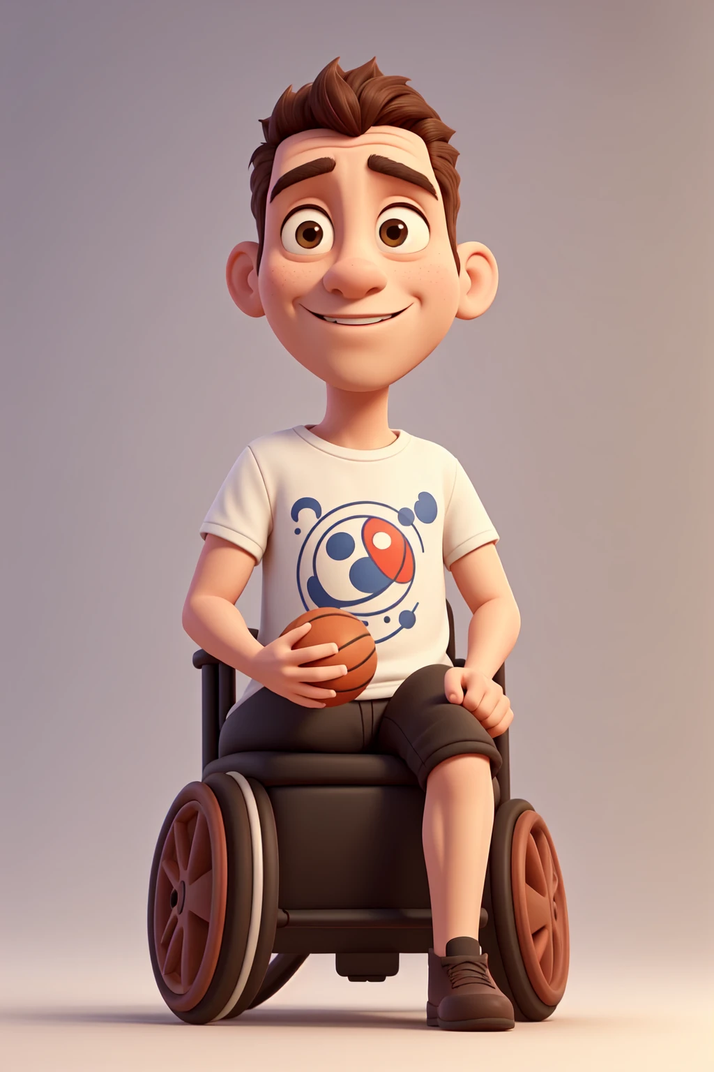 arafed man in a Wheelchair playing basketball with a ball, basquetebol, Ranni, artistic illustration, dribble, Wheelchair, sitting in a Wheelchair, artistic rendering, simple illustration, high quality illustration, Digital illustration, stylized Digital illustration, dribble contest winner, Winning illustration, playing basketball, shot in mid-air, artistic representation, drawn with photoshop, professional illustration
