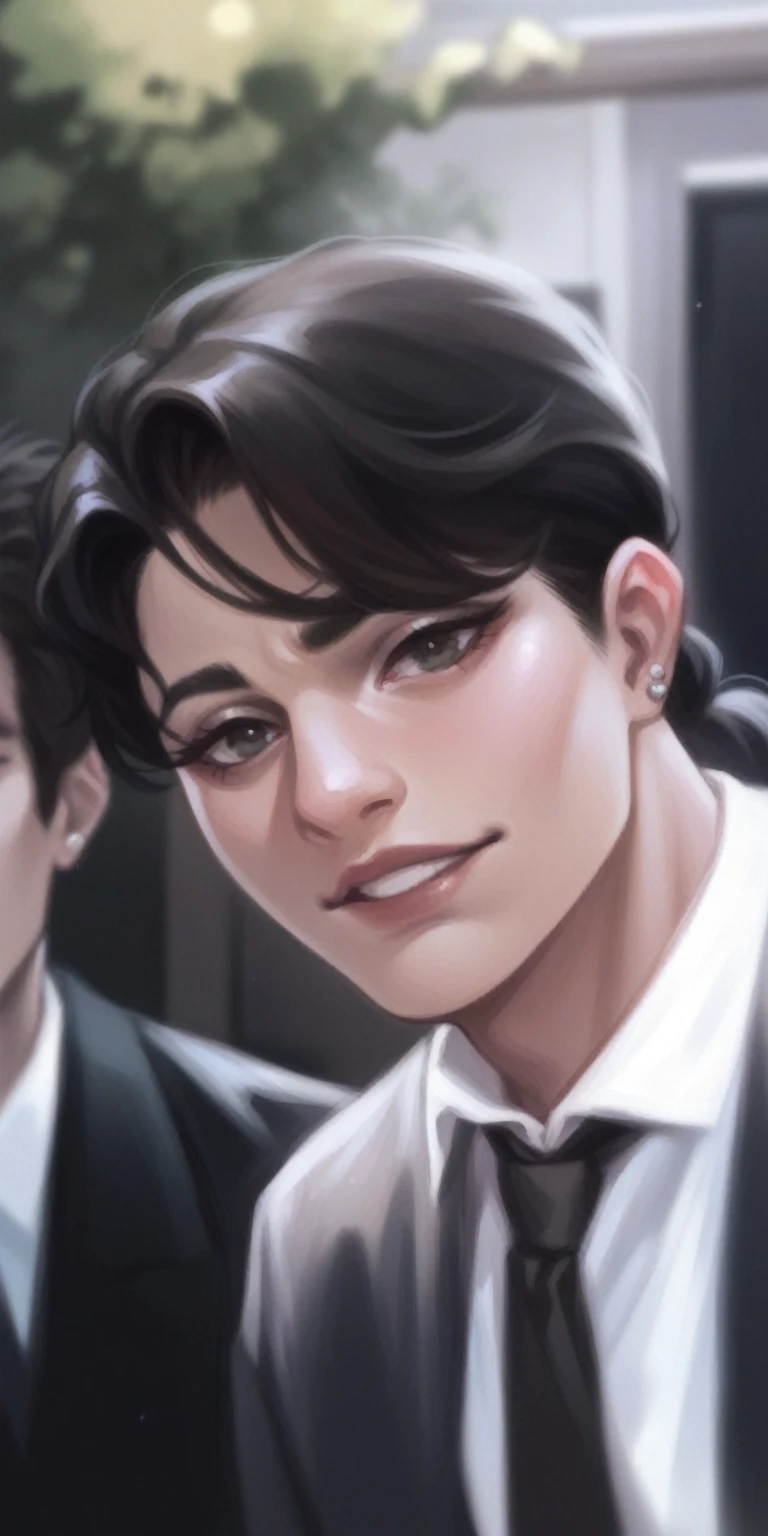 Slicked back hairstyle