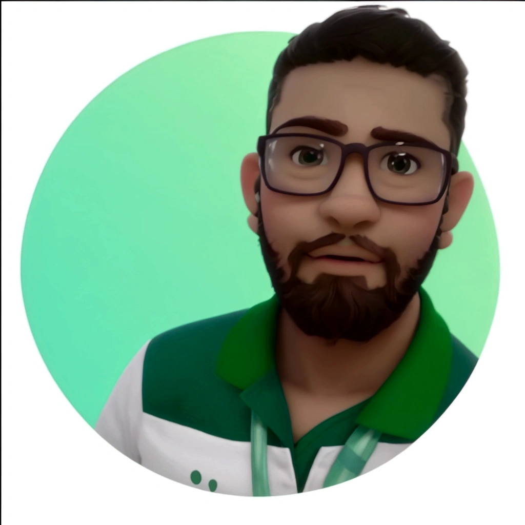 Drawing of a boy with glasses and a beard and a green blouse, cute 3d rendering, cute detailed digital art, mini cute boy, cute digital painting, Stylized 3D rendering, cute digital art, cute rendering 3d anime boy, little curve , cute! C4D, A single character
