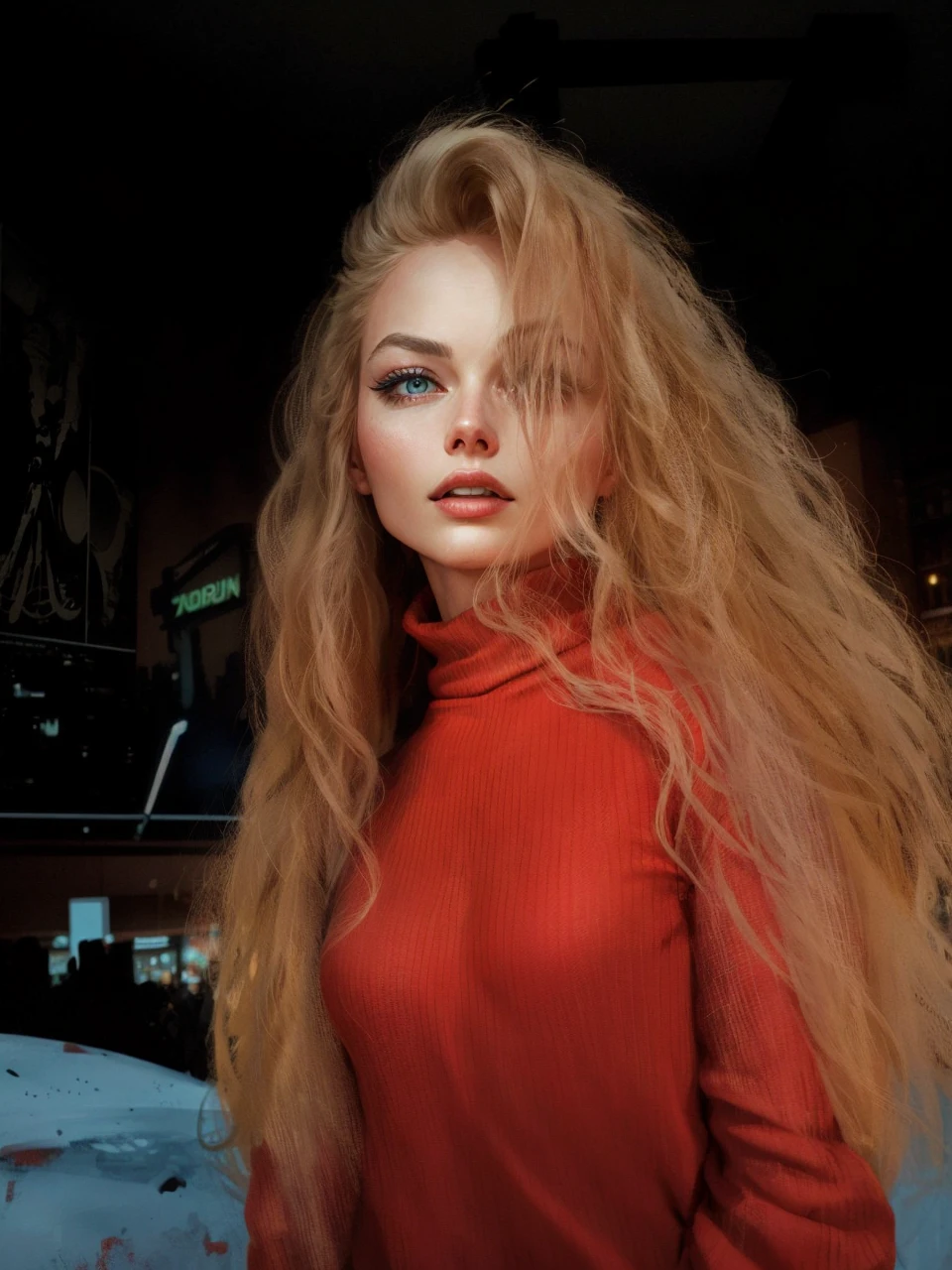Margot Robbie (Masterpiece, 4k resolution, ultra-realistic, very detailed), (White superhero theme, charismatic, there's a girl at the top of town, wearing Spider-Man costume, she's a superhero), [ (25 years), (long white hair:1.2), full body, (blue eyes:1.2), ((Spider-Man pose),show of strength, jumping from one building to another), ((sandy urban environment):0.8)| (cityscape, at night, dynamic lights), (full moon))] # Explanation: The Prompt mainly describes a 4K painting of ultra-high definition, very realistic, very detailed. It shows a superheroine at the top of the city, wearing a Spider-Man costume. The theme in the painting is a white superhero theme, the female protagonist has long white hair, is 25 years old and her entire body is shown in the painting. In terms of portraying the actions of superheroines, spiders are employed