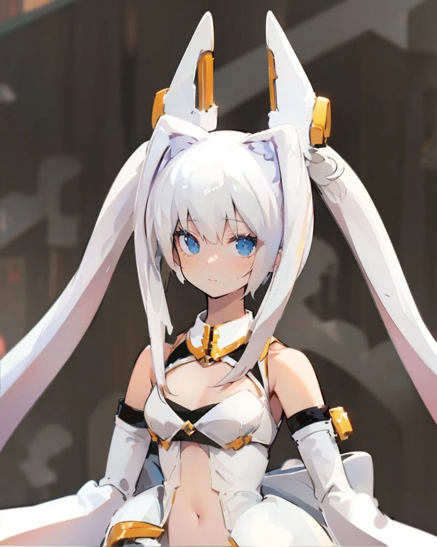 (((Masterpiece))), (((Beautiful Light))), Anime Girl, 1girl, Young, Short Height, Flat Chest, Solo, Wings, Long Hair, Dress, Blue Eyes, White Dress, Priestess Dress, Cape, White Hair, White Pantyhose, Feather Wings, Watching People, Very Long Hair, White Wings, Bangs, Gradient Hair