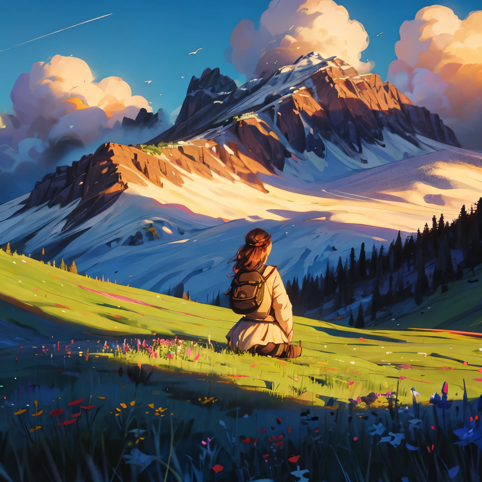 a woman, in nature