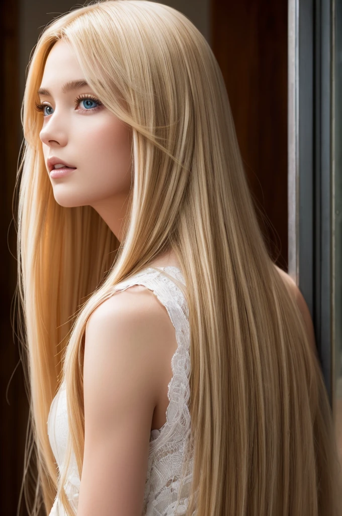 Ultra-high resolution, highest quality, photograph, 4K, (Realistic:1.4)Long Blonde Hair
