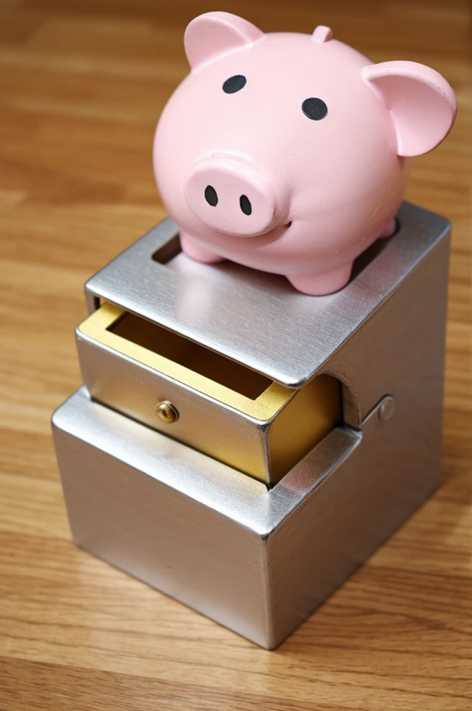 Create a square-shaped piggy bank that has a coin slot system